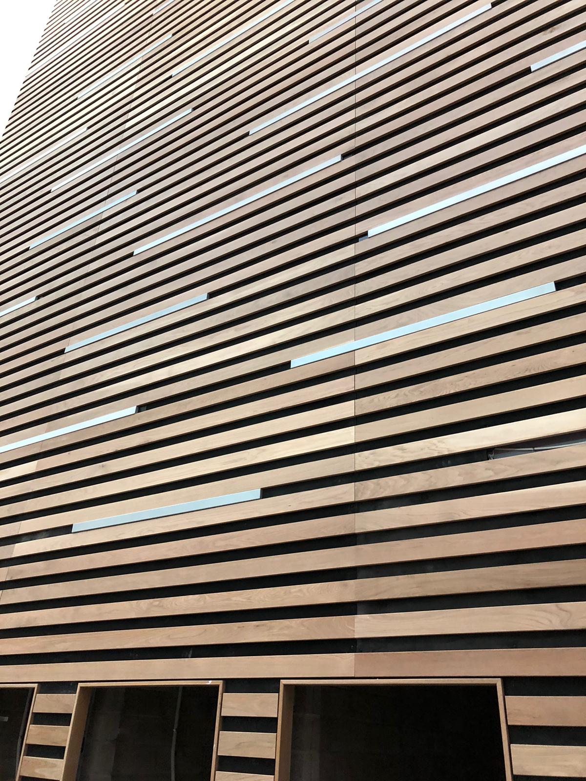 External BCL timber cladding system at Warrington Square