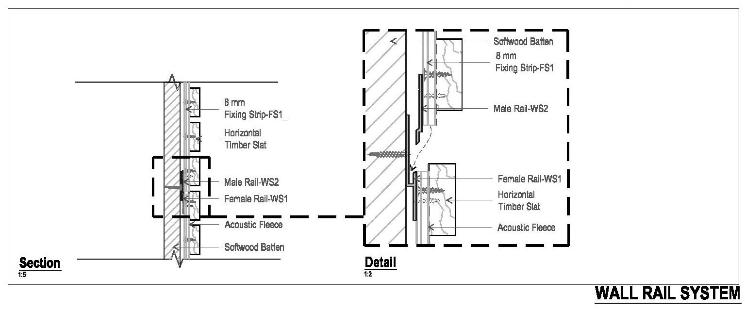 2D CAD drawing of BCL acoustic wood wall panels for creating beautiful timber slats 