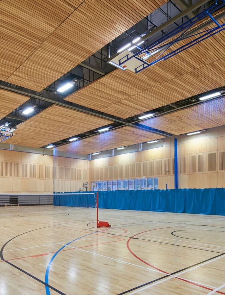 BCL wooden ceiling panels at Irvine Leisure Centre