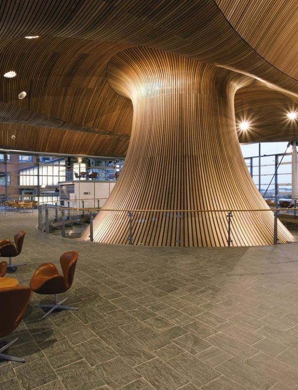 BCL Timber slatted ceilings at the Welsh Assembly