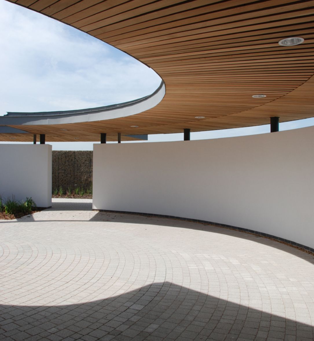 Curved timber soffit by BCL Timber at Wyre Forest Crematorium
