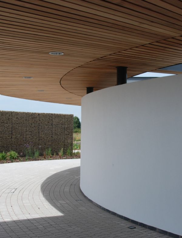 External wood soffit at Wyre Forest Crematorium by BCL Timber