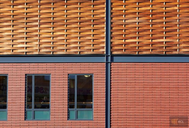 Timber cladding Panels used at The Moor Market, Sheffield