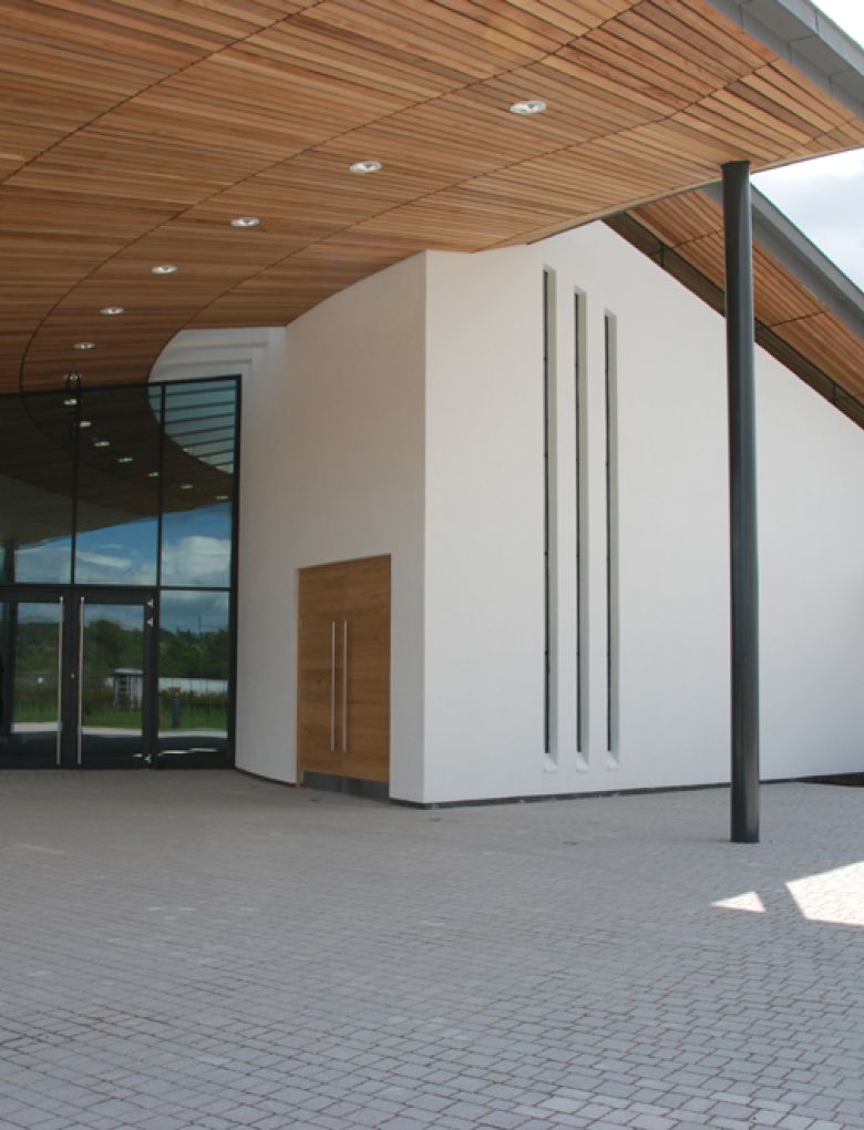 External timber ceiling at Wyre Forest Crematorium