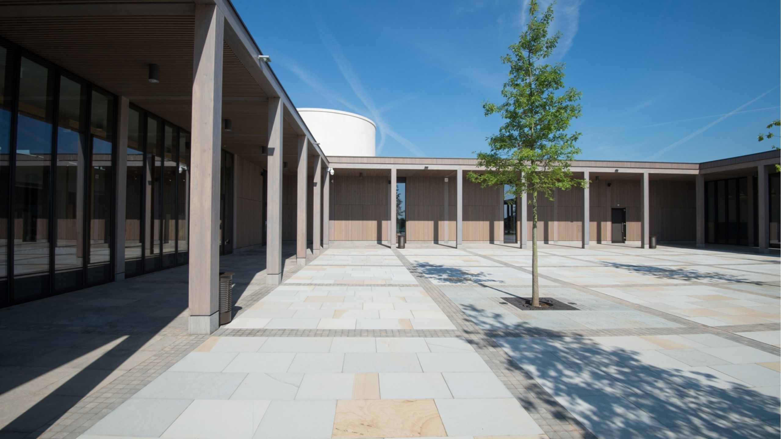 BCL grey stained wood cladding panels at National Memorial Arboretum project