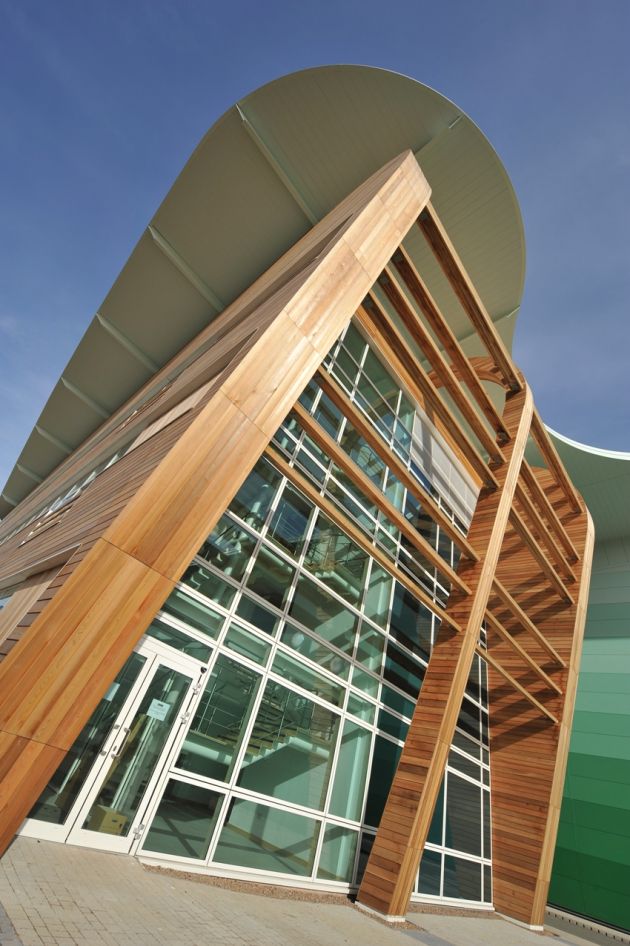 Timber cladding panels used at Blue Planet G Park