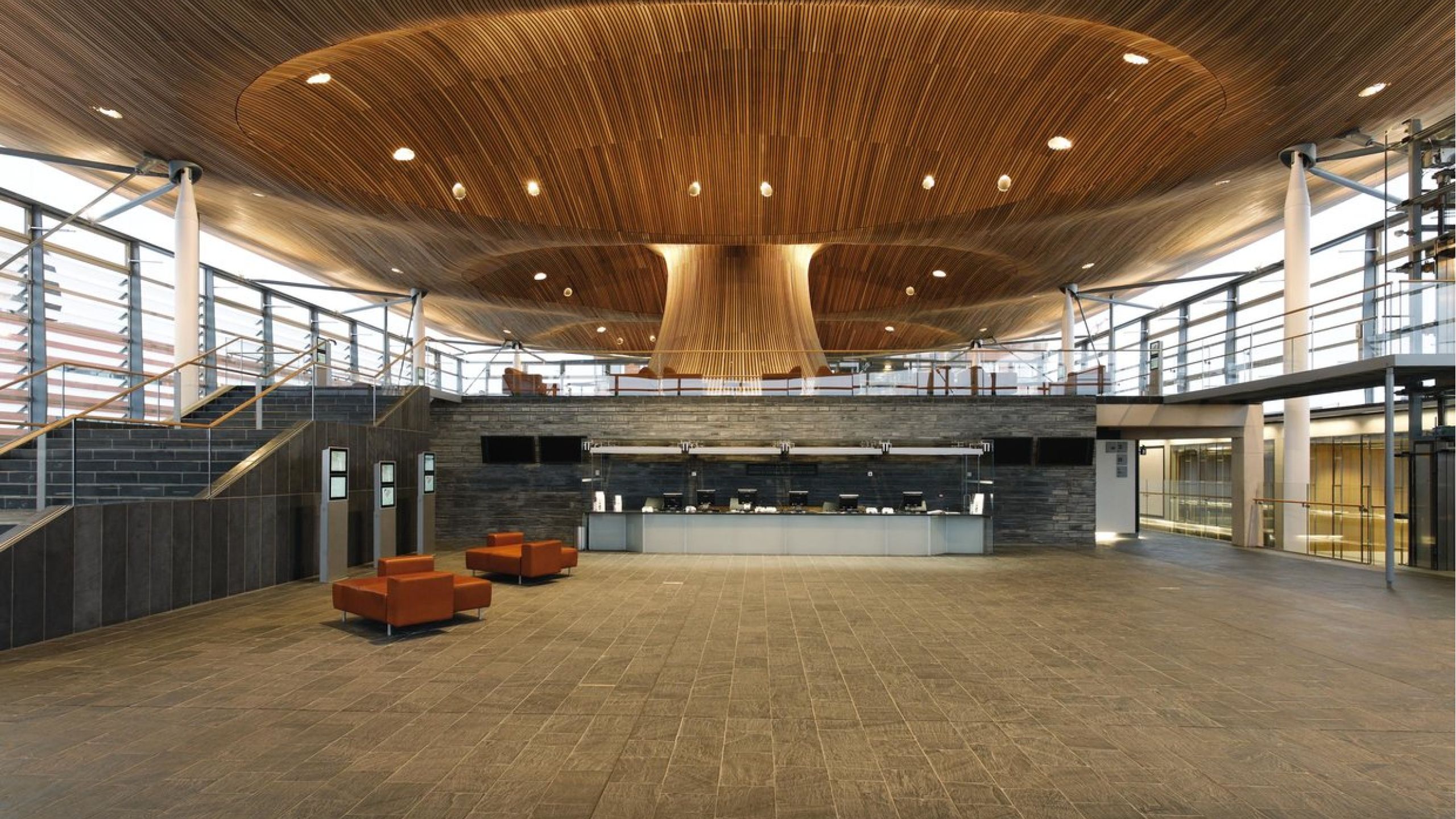 Curved Timber Ceilings at the Welsh Assembly