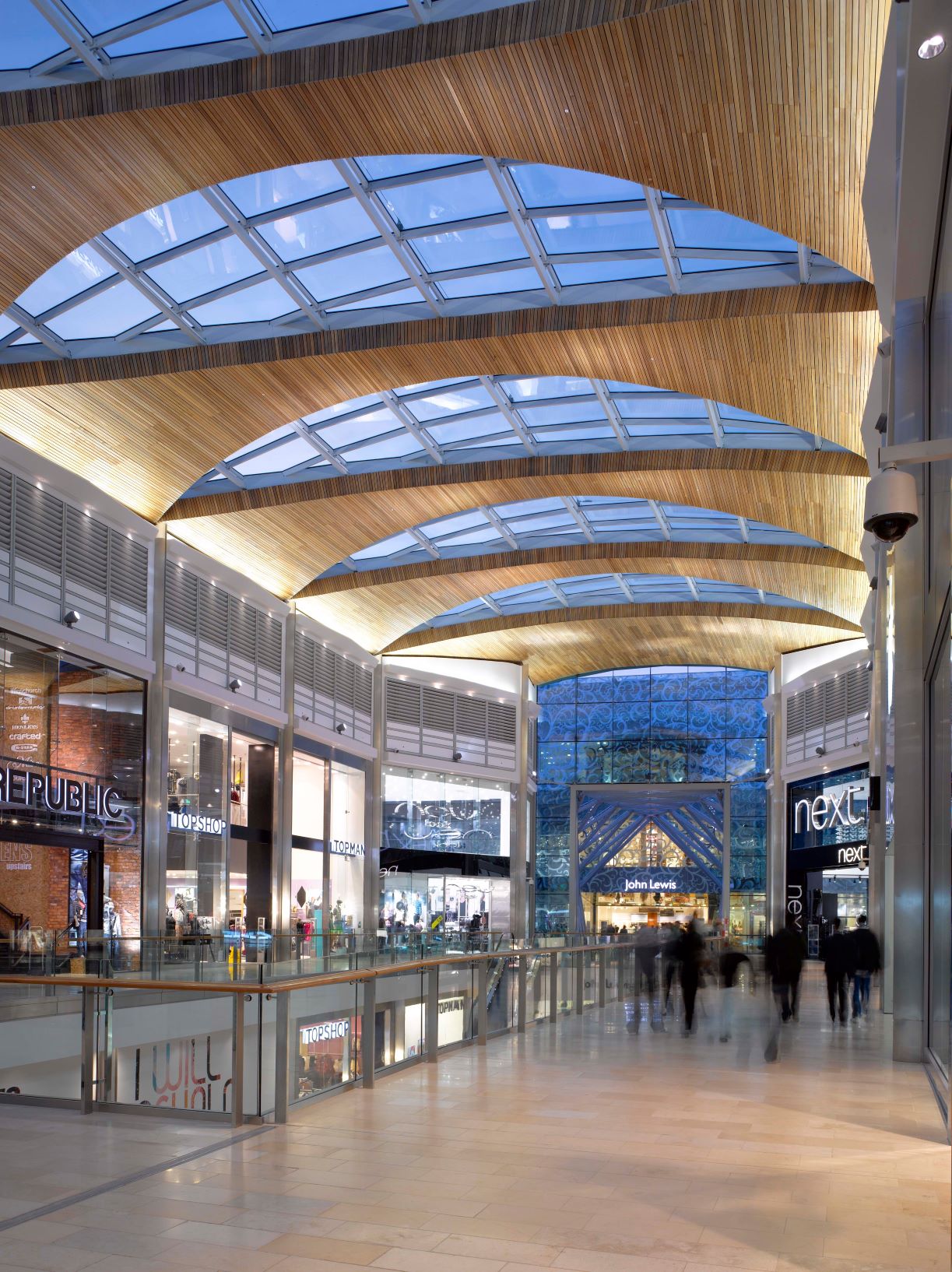 BCL wood ceilings at Leicester Highcross Mall