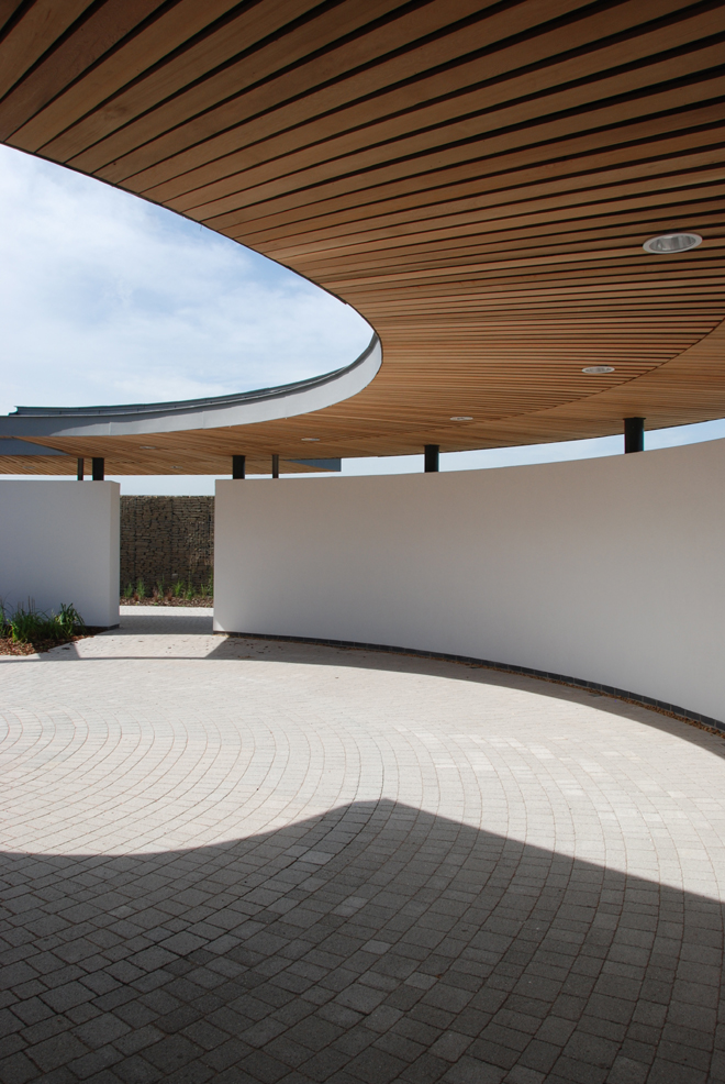 Curved timber soffit by BCL Timber at Wyre Forest Crematorium