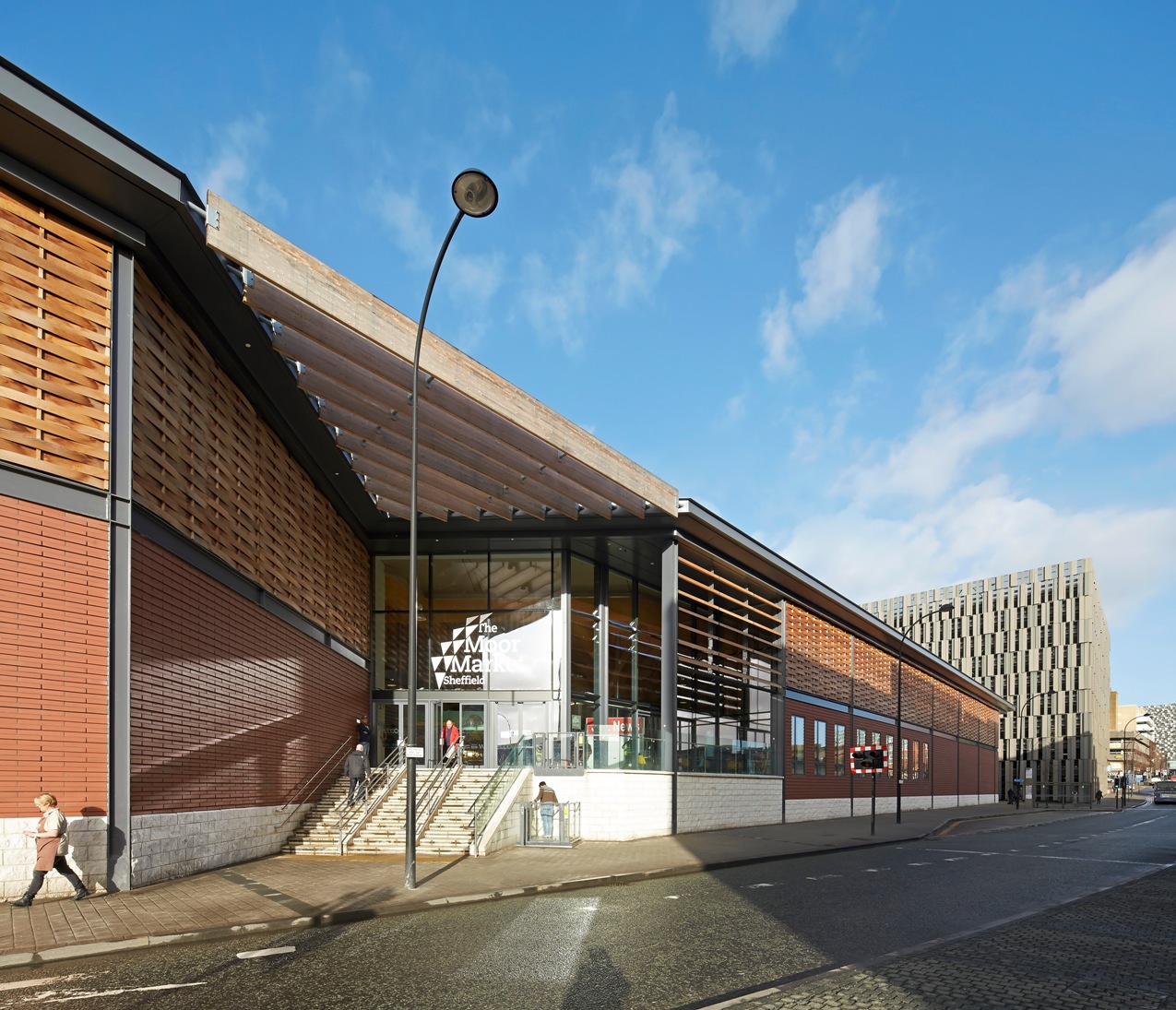 BCL timber cladding panels used at Sheffield Moor Market