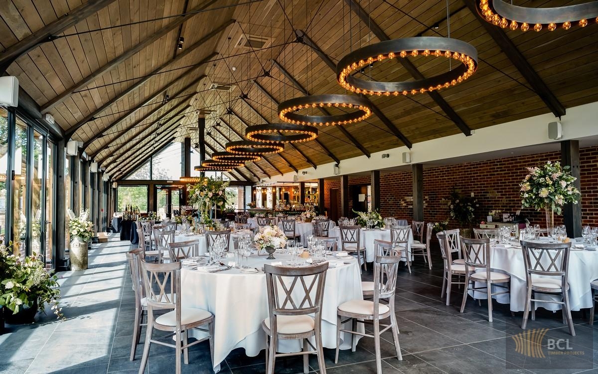 BCL wood ceilings in European Oak with an antique golden stain