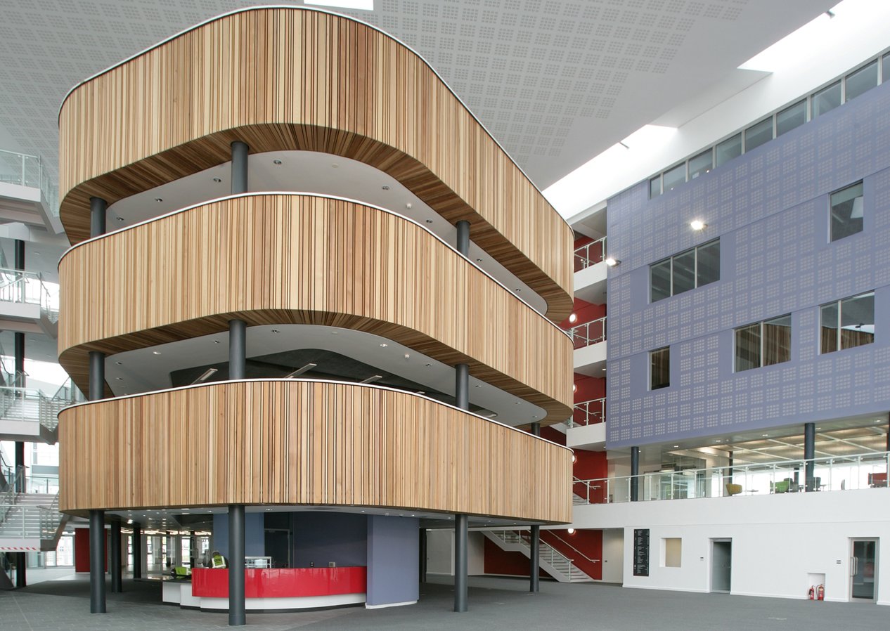 Internal timber Wall Panels at Walsall College of Arts & Technology