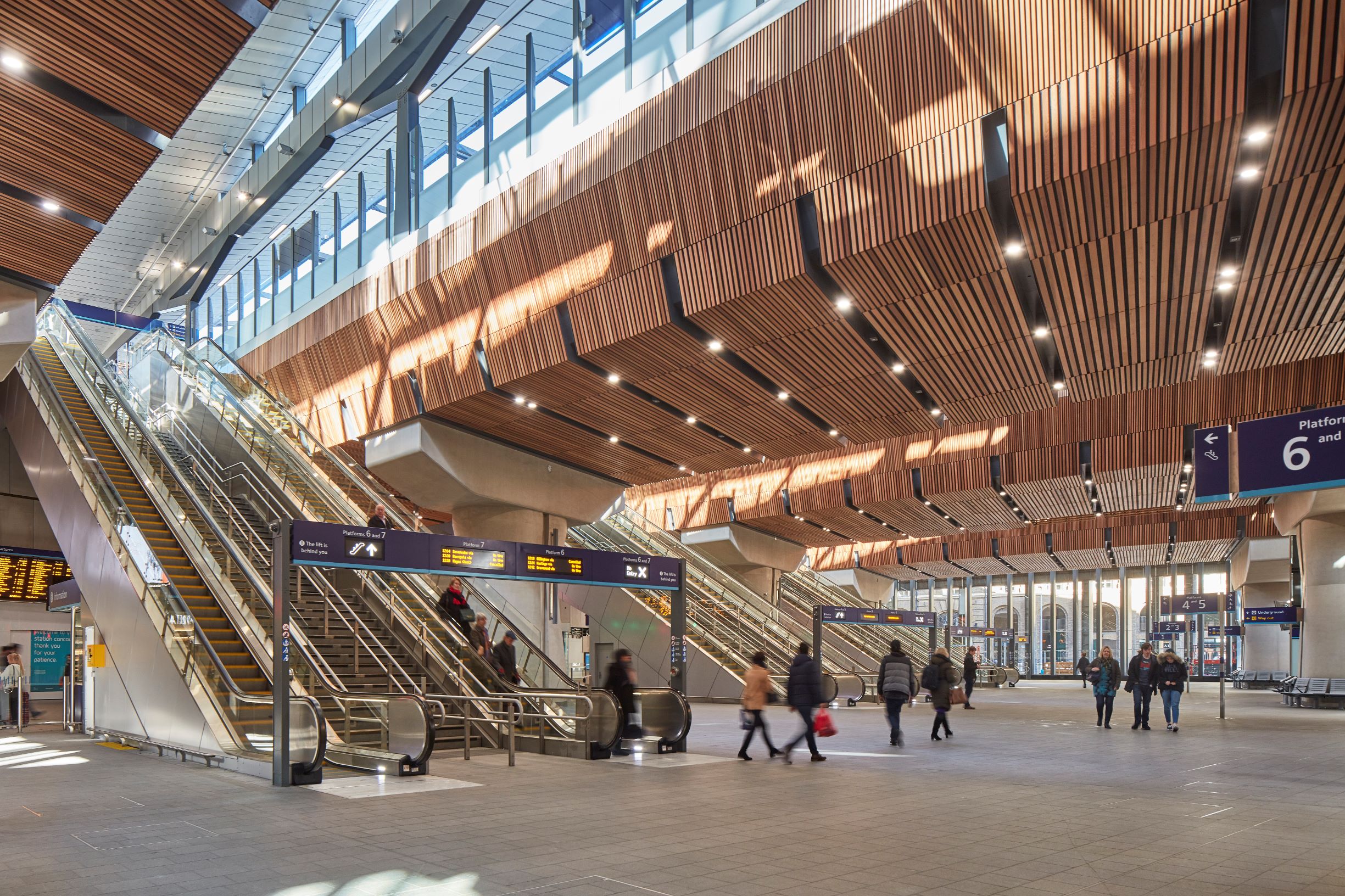 BCL Acoustic Timber Panels creating the Wood Ceilings at London Bridge Station