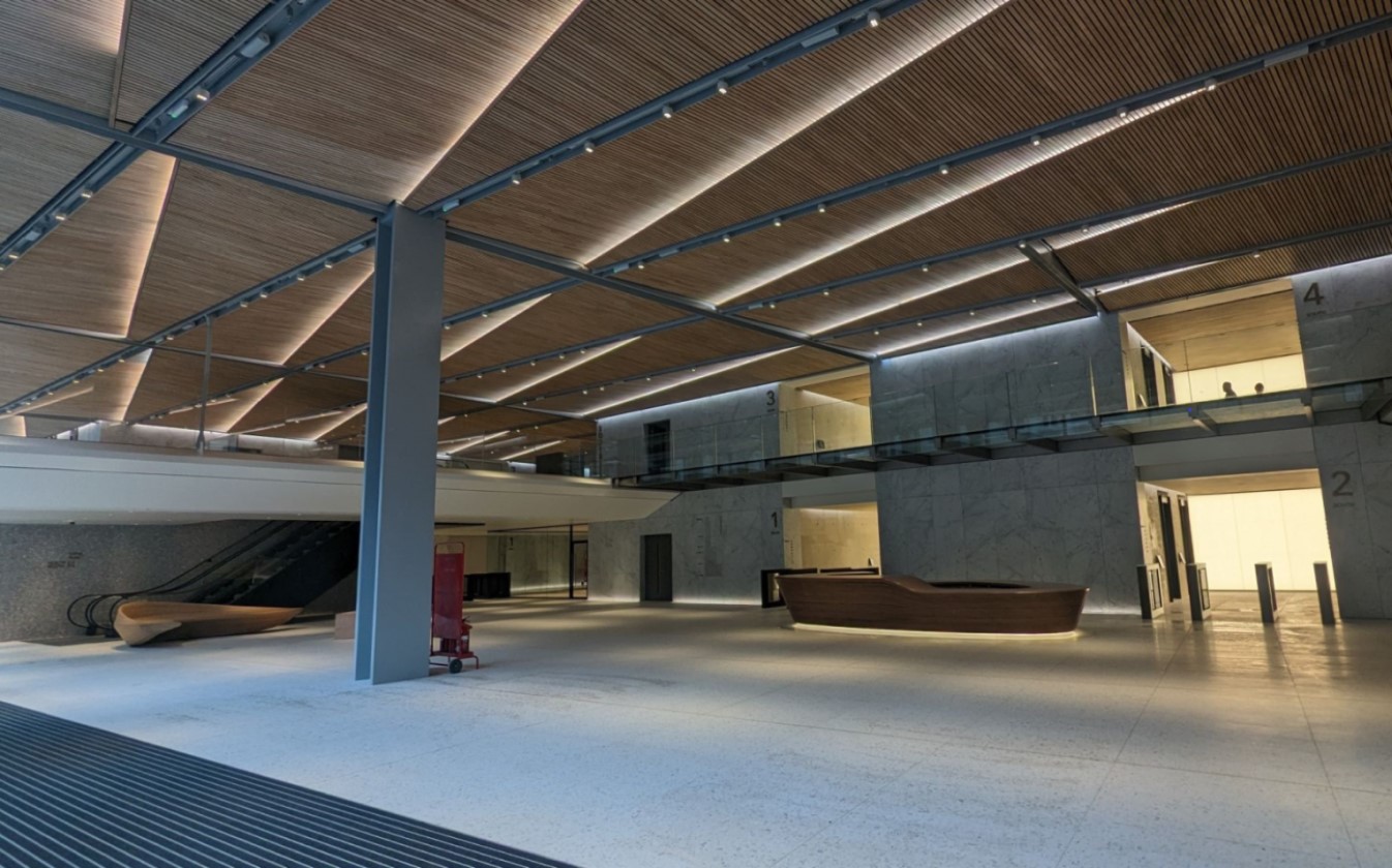 BCL Acoustic Timber Panelled Ceiling at 8 Bishopsgate