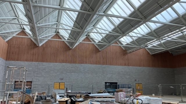 BCL wooden slatted walls at Winchester Sports Centre