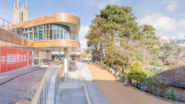 Completed external timber cladding by BCL at BH2 Leisure Centre