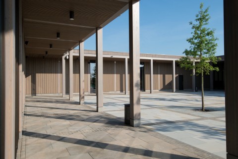 Outdoor wood ceilings at NMA Rememberance Centre